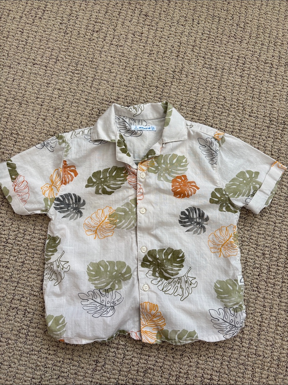 Mayoral Toddler Boy 2T Tropical Monstera Leaf Cotton Button Down Shirt